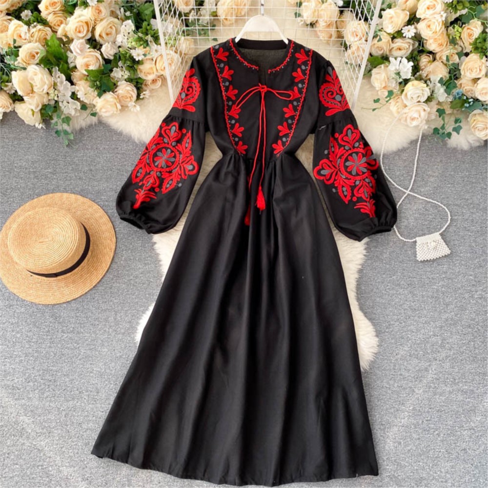 Loose Dress Embroidered Flower - Winter Clothing Dress Up ulasan dan harga