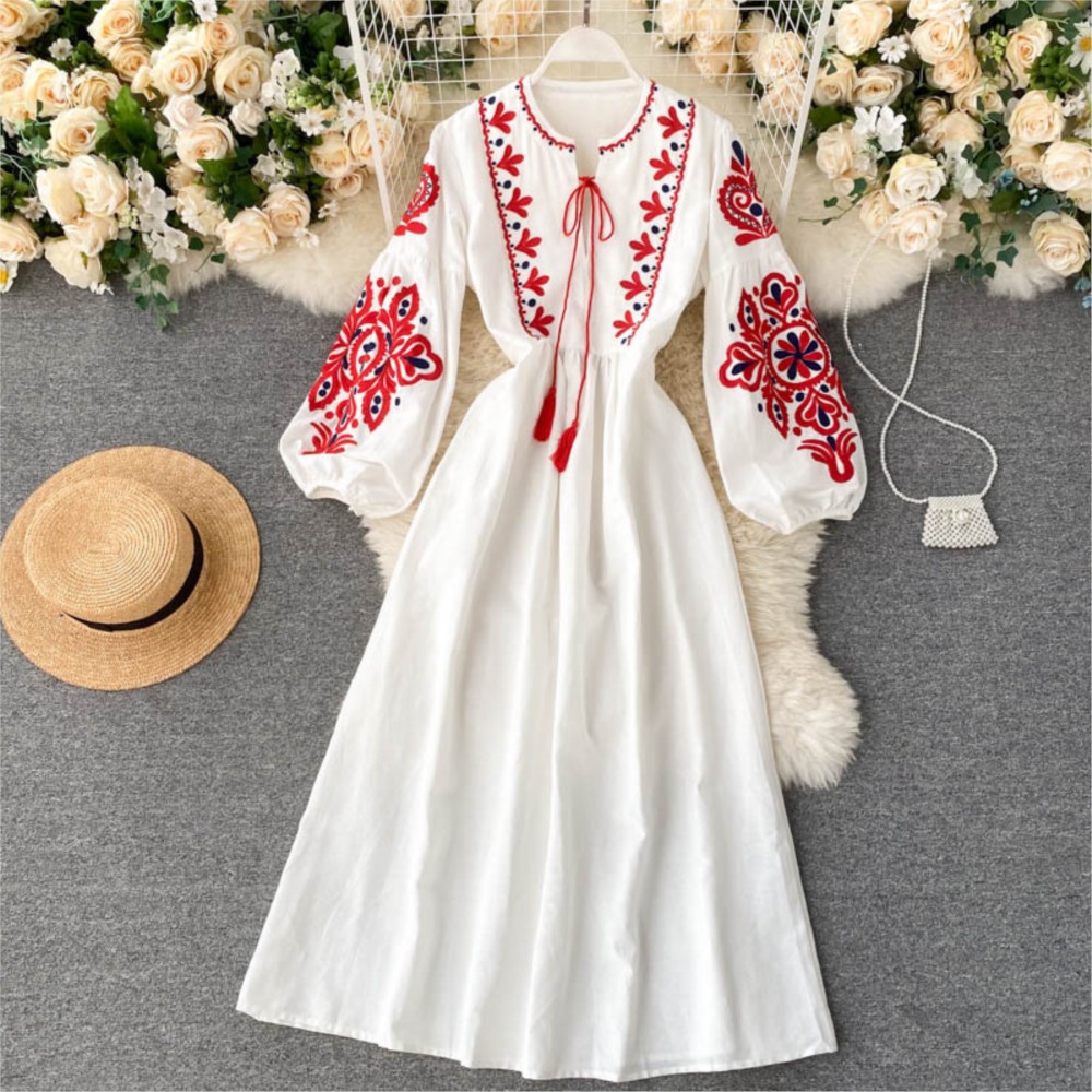 Loose Dress Embroidered Flower - Winter Clothing Dress Up ulasan dan harga