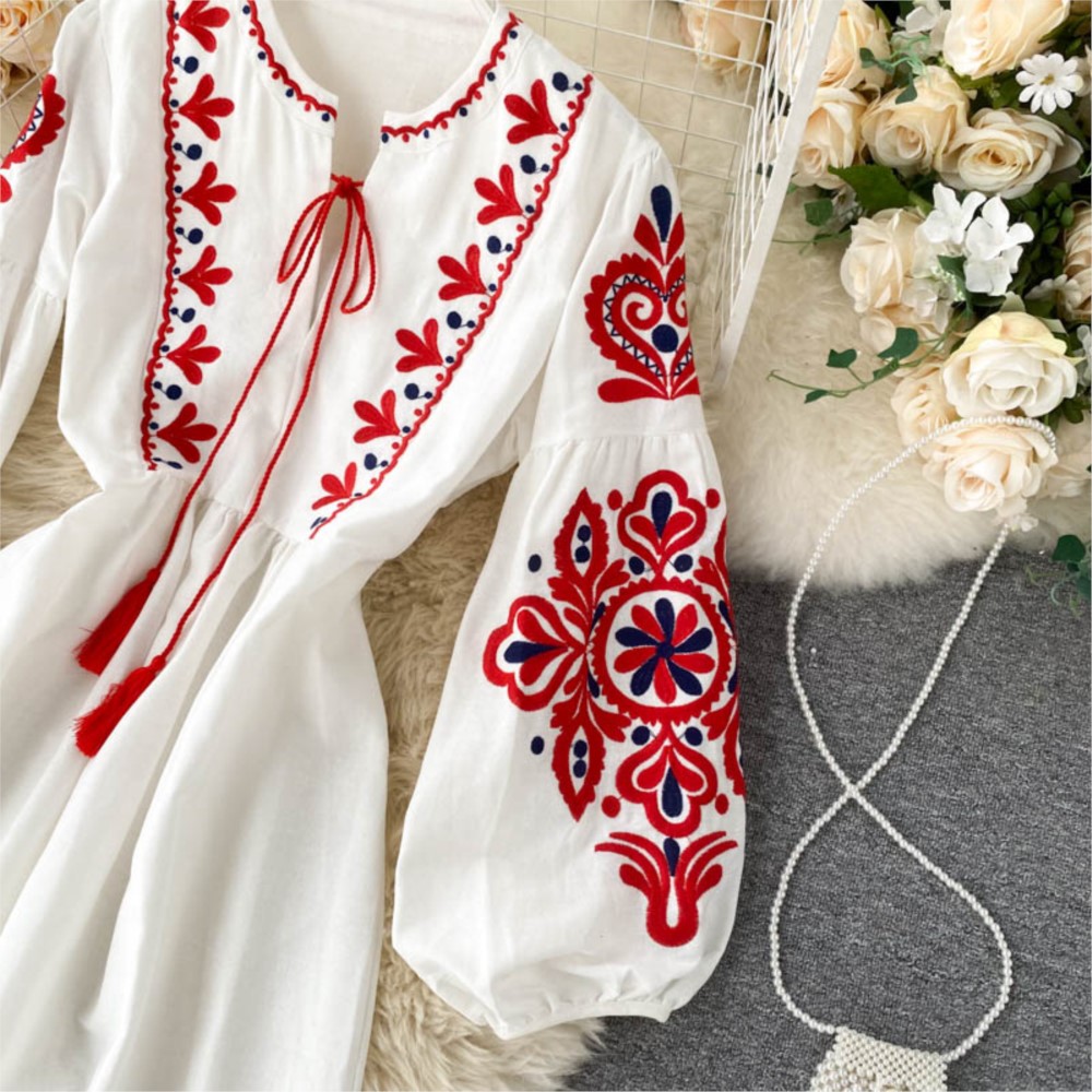 Loose Dress Embroidered Flower - Winter Clothing Dress Up ulasan dan harga