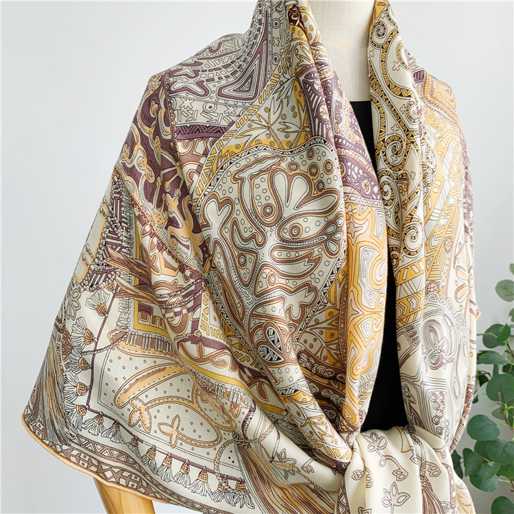 Silk Wool Scarf 135CM Luxury D - Winter Clothing Hong Kong ulasan dan harga