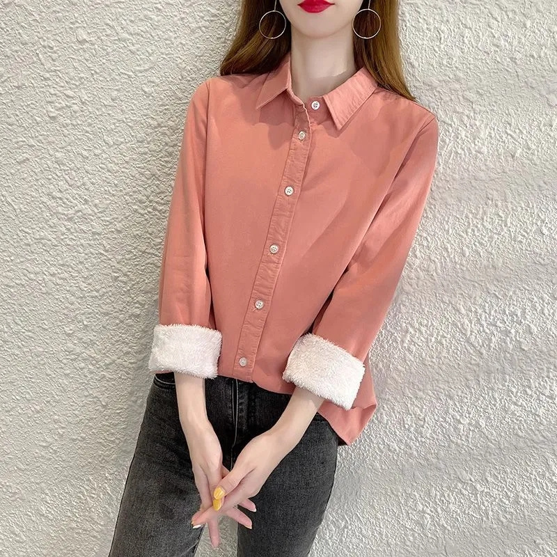 Fashion Add Velvet Warm Shirt  - Winter Clothing Trends 2026 ulasan dan harga