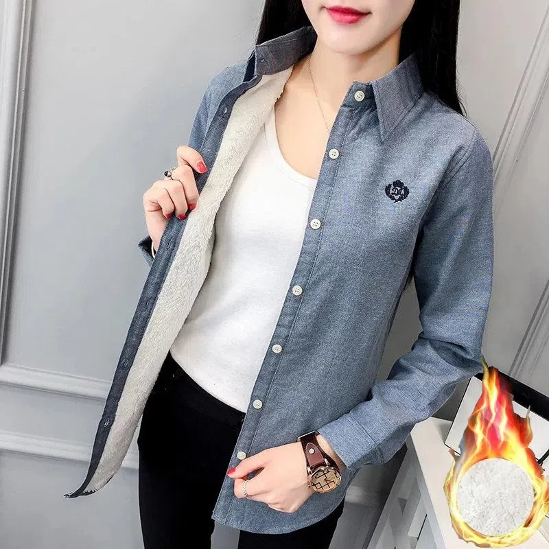 Fashion Add Velvet Warm Shirt  - Winter Clothing Trends 2026 ulasan dan harga