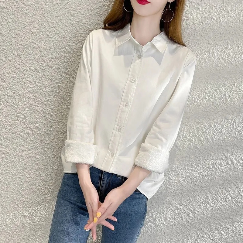 Fashion Add Velvet Warm Shirt  - Winter Clothing Trends 2026 ulasan dan harga