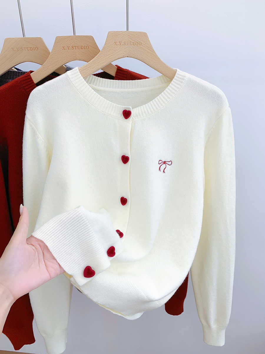 Bow Embroidery Knitted Cardiga - Winter Clothing Trends 2026 ulasan dan harga