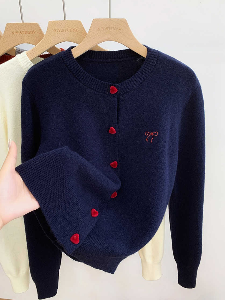 Bow Embroidery Knitted Cardiga - Winter Clothing Trends 2026 ulasan dan harga