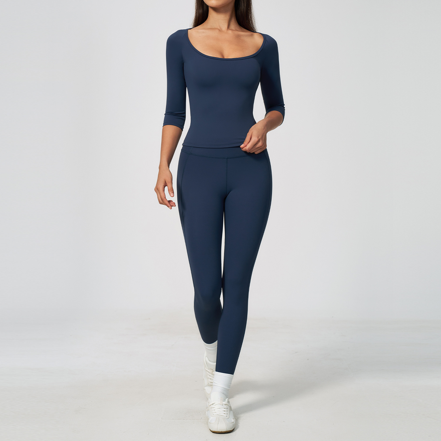Women 2PCS Yoga Set 3/4 Sleeve - Winter Clothing Logos ulasan dan harga